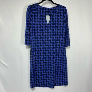 Blue and Black Houndstooth Dress. 3/4 sleeve. L/XL.